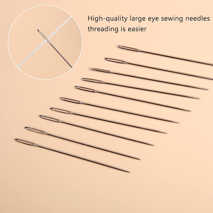 23 PCS Large Eye Sewing Needles, 2.36in Sewing Sharp Needles, Leather Embroidery Thread Needle, Stainless Steel Yarn Knitting Needle with a 3.3in Plastic Bottle