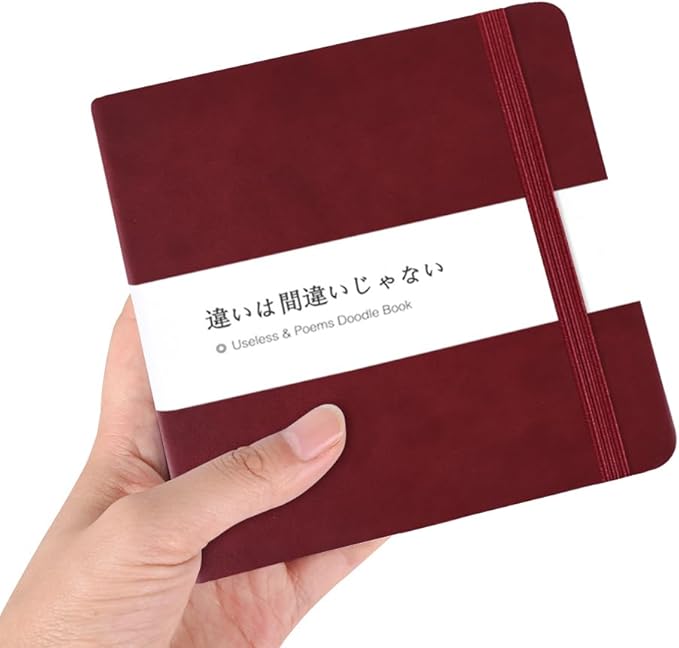 Mifuner Small Square 5x5 80gsm Mini Notebooks Blank Pages Sketchbooks Travel Journal Pocket Hardcover Paint Writing Notebook Blank Diary Memo Planner Sketchbook PU Leather Cover.Wine Red
