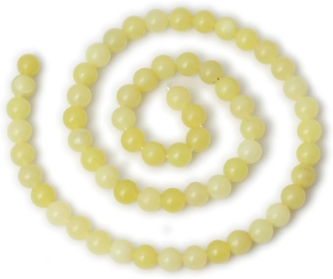 cheavian 60pcs 6mm natural yellow lemon jade gemstone round loose beads for jewelry making diy findings 1 strand 15"
