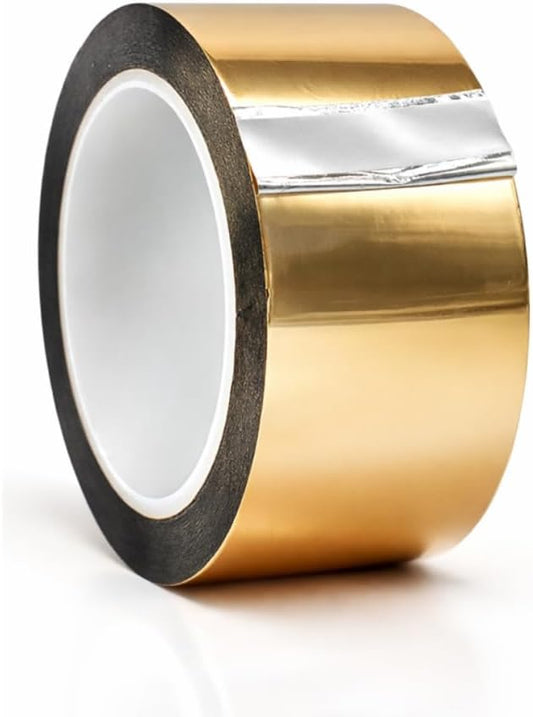 WOD MPFT2 Gold Metalized Polyester Mylar Film Tape with Acrylic Adhesive, 2 inch x 72 yds. Vibrant Mirror Gold Tape, Decor Tape for Detailing Accent Wall, Graphic Arts, Car and Boat Trim