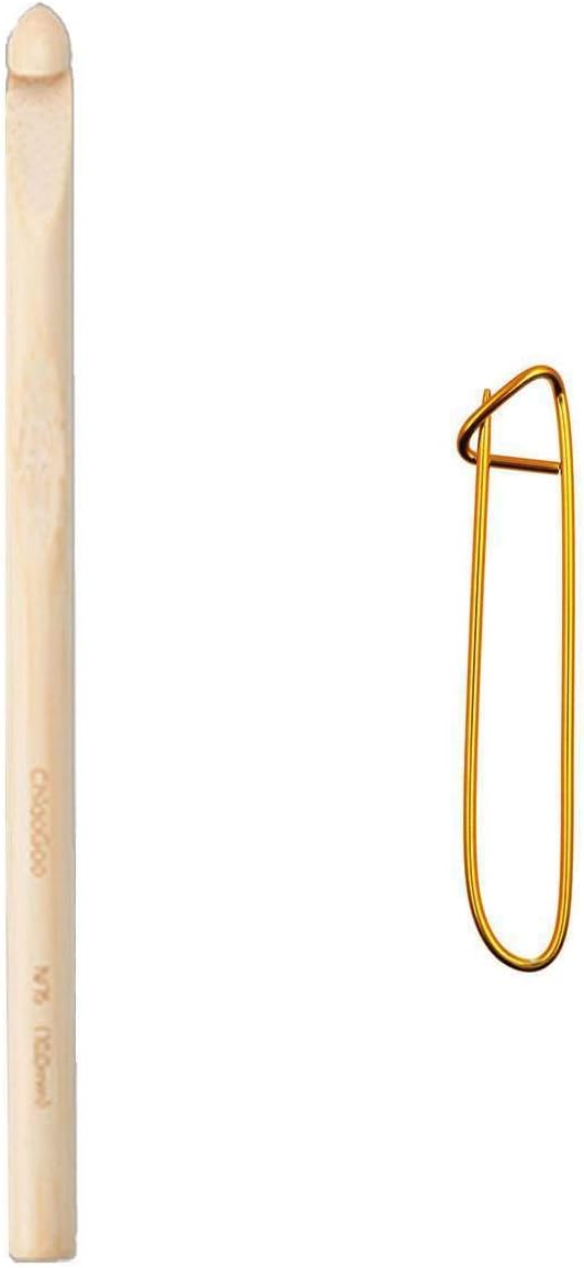 ChiaoGoo Knitting Needles Crochet Hook Bamboo Natural Size US N (10mm) 1022-N with Stitch Holder