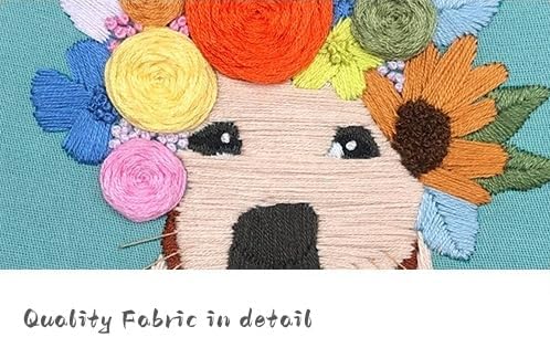 2 Pack Embroidery Kit for Beginners, Dog and Floral Patterns, Learn Different Stitches with Hand Embroidery Kit, 7.8' Hoop, Colored Threads and Needles, Gift for Adults Teens and Dog Lovers