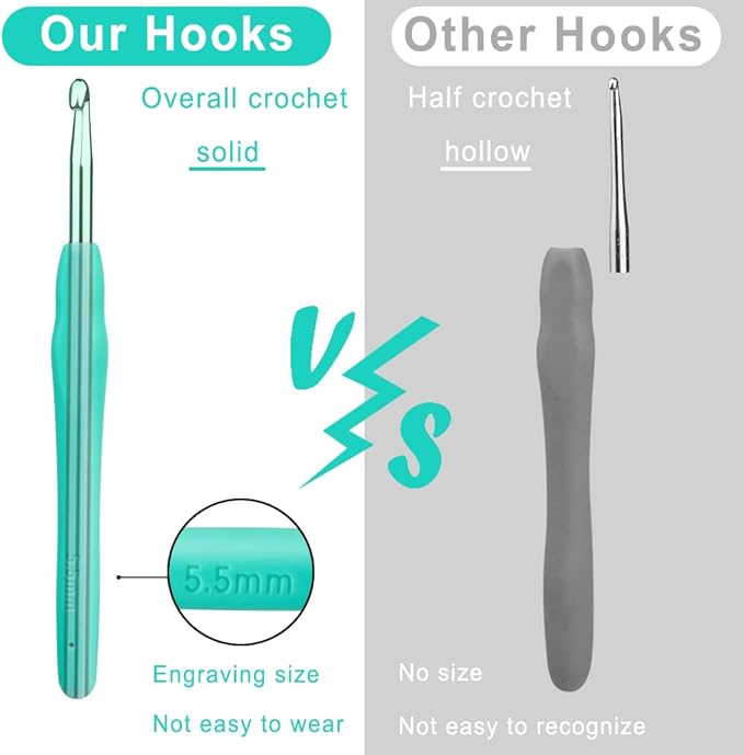 kgxulr 5.5 mm Crochet Hook, Aluminum Soft Grip Rubber Handle Needles Ergonomic Knitting Needles Crochet Needle for Beginners and Handmade DIY Knitting Crochet (5.5 mm)