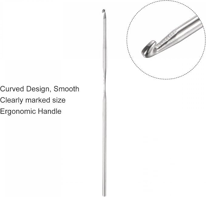 uxcell Stainless Steel Crochet Hook 1.5mm US Size 8 Knitting Needles for DIY Craft Yarn 6Pcs