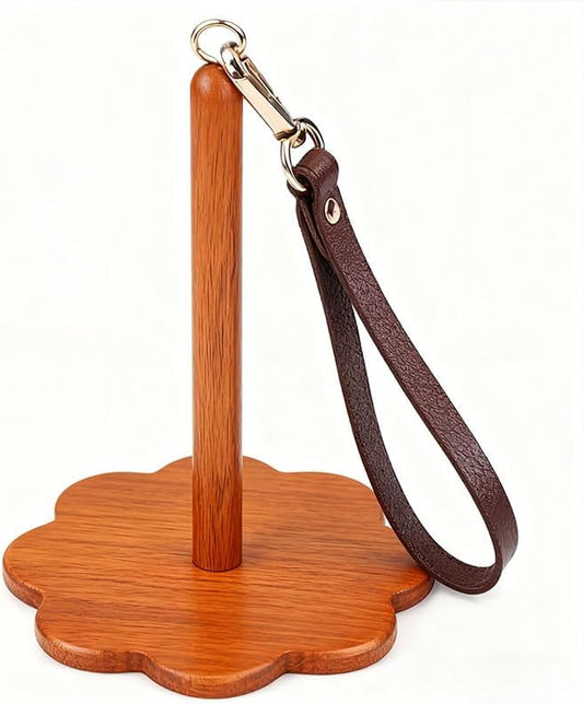 Premium Wooden Wrist Yarn Holder, Brown, Handcrafted Knitting and Crochet Tool, Adjustable Bracelet Design