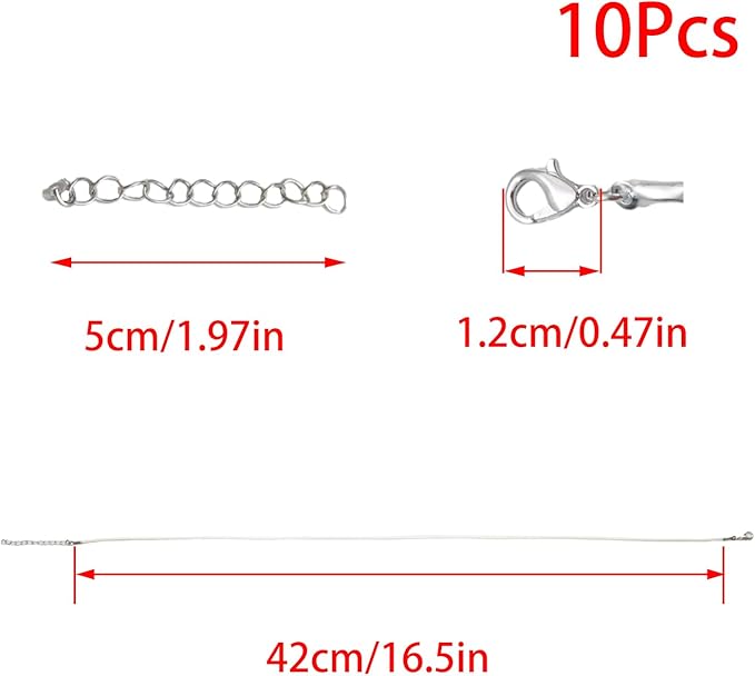 10 Pcs 2.0mm Leather Necklace Cords with Clasp,Waxed Cords,Necklace Ropes for Pendants and Jewelry Making(White)