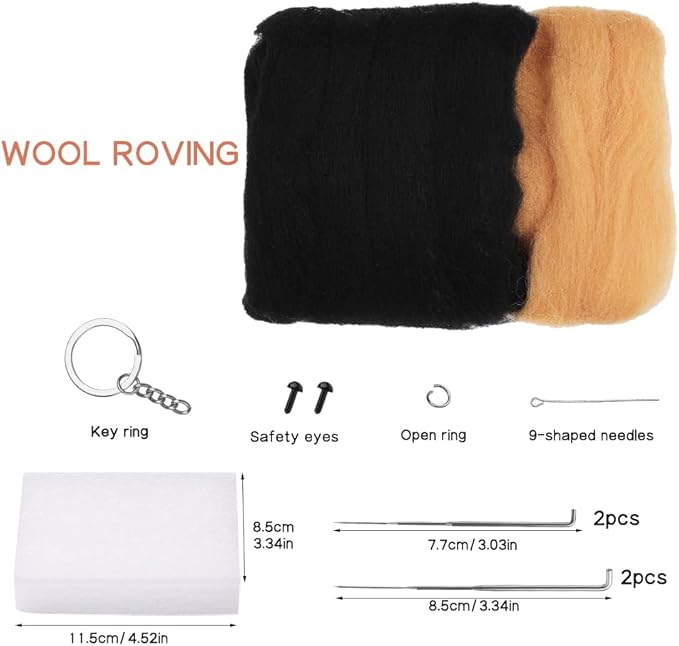 QMNNMA Felting Kit, Animals Needle Felting Set, DIY Wool Felt Materials Set with Felting Tool and Instruction for Needle Felting Craft Project and DIY Handmade