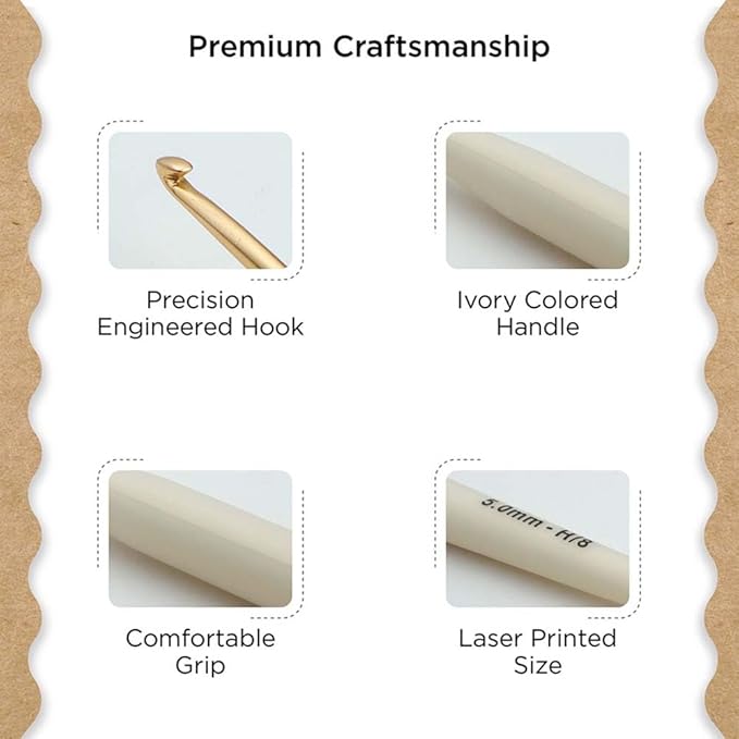 Knitter’s Pride Pearl Aluminum Crochet Hook – US Size H (5mm)