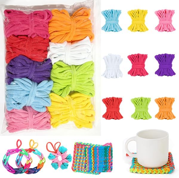 810PCS Weaving Loom Loops, 9-Color Rainbow Weaving Refill Loops for 7" Potholder Loom, Weaving Loop DIY Crafts Projects for Kids Adults