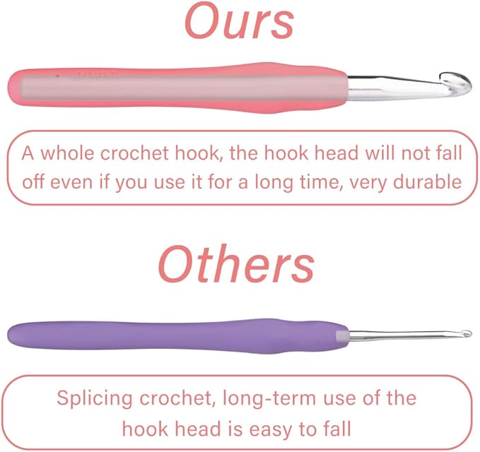 8 mm Crochet Hook, Ergonomic Handle for Arthritic Hands, Extra Long  Knitting Needles for Beginners and Crocheting Yarn (8 mm)