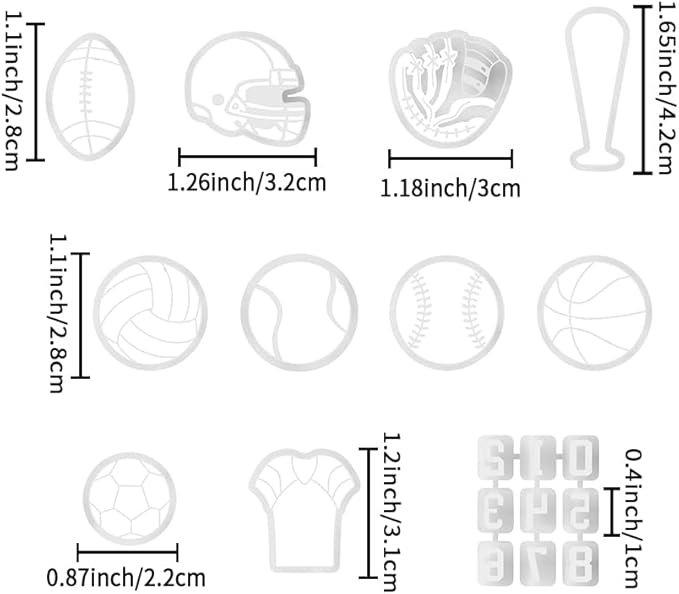 Xaekicr Sports Theme Polymer Clay Cutters Set – Multiple Shapes Clay Cutters for Polymer Molds, Clay Earring and Tools