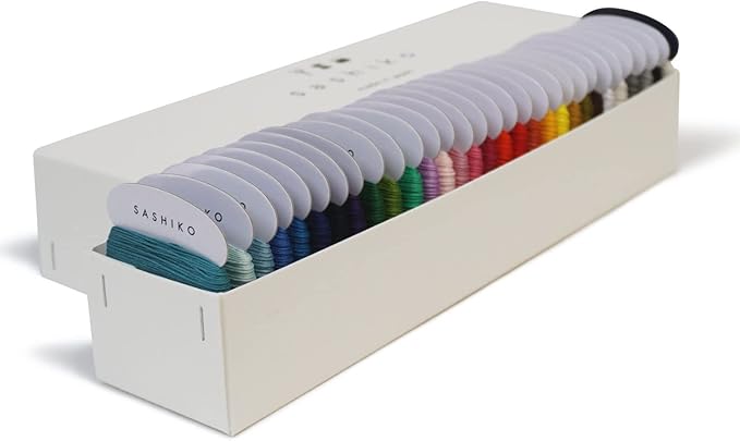 DARUMA Sashiko Thread 100% Cotton Card Type (32.8 yd) x 29 Colors(Thick) and 1 Coler (Thin/Kinari) with English Manual and Gift Box, Sewing & Embroidery Value Set (Thick, 29 Colors)