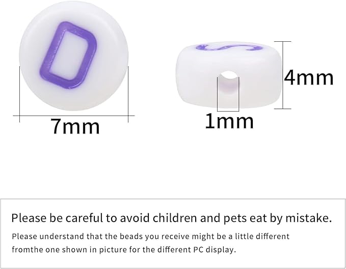 Xilitata Purple Letter Beads Alphabet Letters White Round Bead, 4x7mm 1200pcs, Flat Letter Beads Purple Friendship Bracelets Making Kit Beads for Bracelets Purple Beads with Box