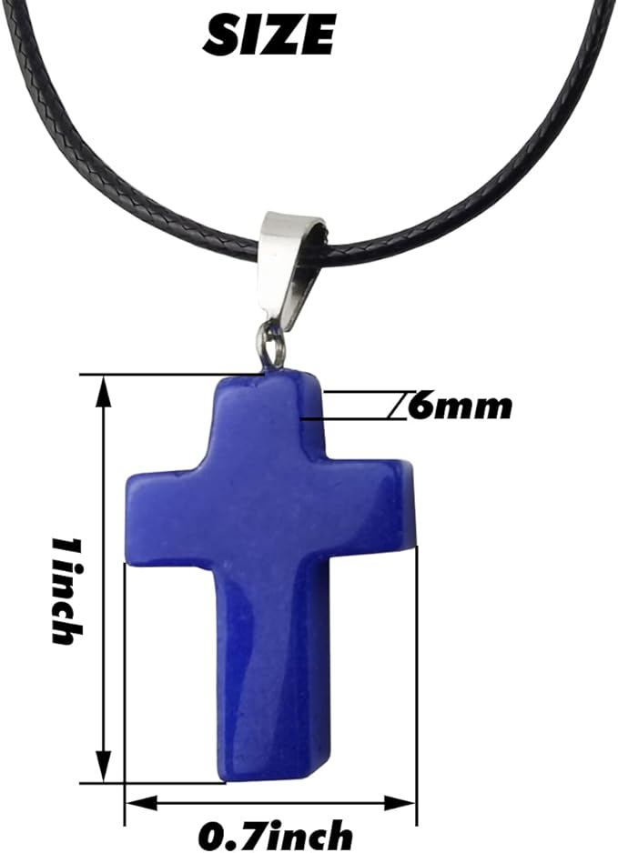 GXXMEI 20PCS/Set Cross Shape Stone Pendants with Leather Chain Chakra Beads Crystal Quartz Healing Charms for DIY Necklace Jewelry Making, Assorted Color