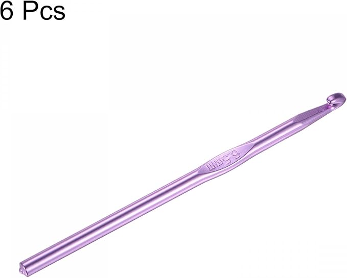 uxcell Aluminum Crochet Hook 6.5mm US Size K (Size 10.5) Knitting Needles for DIY Craft Yarn Purple 6Pcs