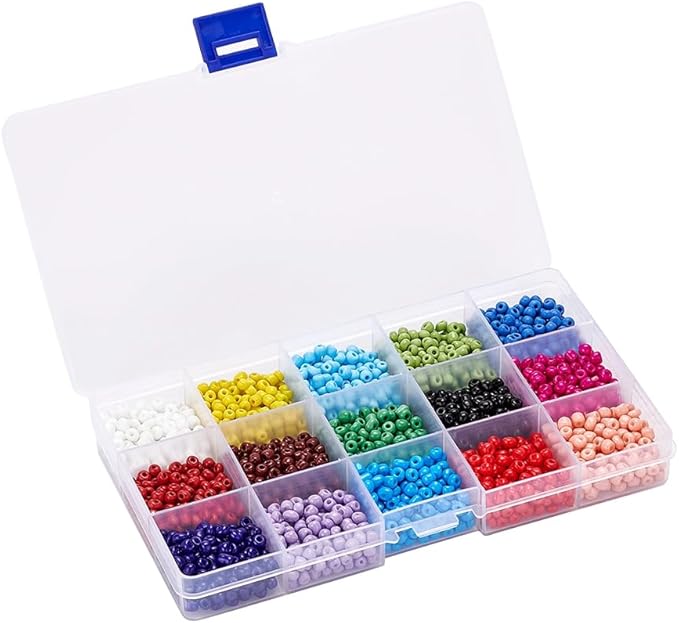 1950 Pcs 4mm Glass Seed Beads Bracelet Making Kit, Small Beads Friendship Jewelry Craft Kit with Lobster Clasps, Jump Rings & Elastic Cord, DIY Art Craft Gift for Girls