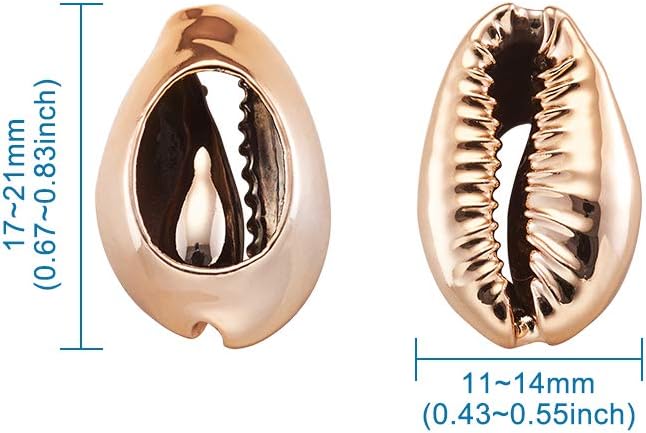 Cheriswelry 100pcs Sea Shell Electroplated Beads Undrilled Spiral Cowrie Shell Oval Beads Coral Ocean Summer Beach Loose Spacer Beads 17~21mm for DIY Bracelet Necklace Jewelry Making