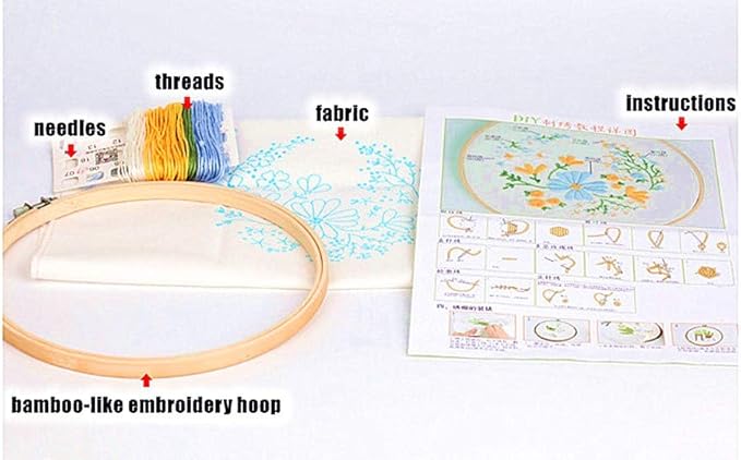 Awesocrafts Embroidery Kit, Miss You, Quote Love Plants Flowers Full Range of Embroidery Starter Kits for Beginners Adults DIY Handmade Easy Patterns (Miss You)