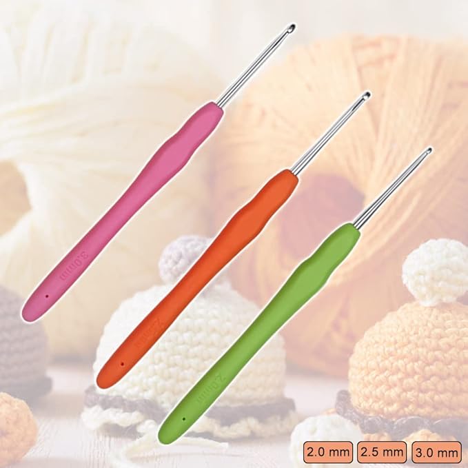 Crochet Hooks 2.0mm 2.5mm 3.0mm Crochet Needles QLRFFLJOY 3 pcs Crochet Hook Set DIY Yarn Weaving Tools for Knitting Gloves, Shoes, Bags, Hats, Socks, Scarf