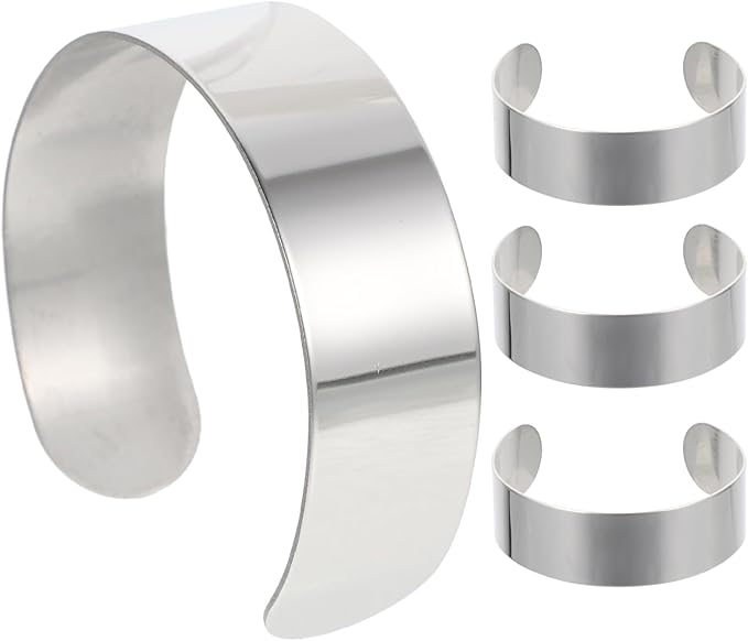 Operitacx 4Pcs Stainless Steel Bracelet Blanks for Jewelry Making, Adjustable Cuff Stamping Bracelet Inner Core Blanks for Stamping Engraving