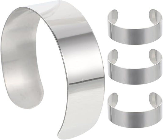Operitacx 4Pcs Stainless Steel Bracelet Blanks for Jewelry Making, Adjustable Cuff Stamping Bracelet Inner Core Blanks for Stamping Engraving