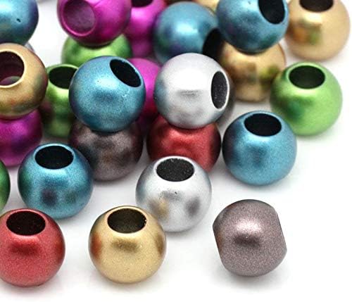 matte metallic acrylic large hole beads 12mm with 5.7mm hole, multicolor