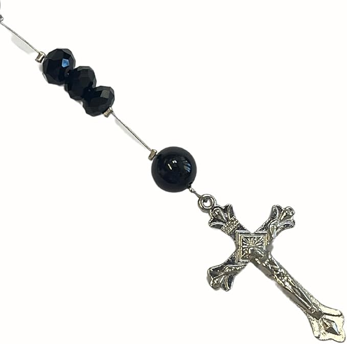 Linpeng Black Crystal Bead Box Rosary Necklace DIY Kit, Rosary Making Supplies, Gift for Beader, Jet, (CR-1212)