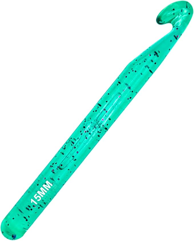 Hobekoee 15mm Large Crochet Hook for Chunky Yarn,Ergonomic Crochet Needles for Arthritic Hands,Plastic Crystal Smooth Crochet Hooks for Handmade DIY Crocheting