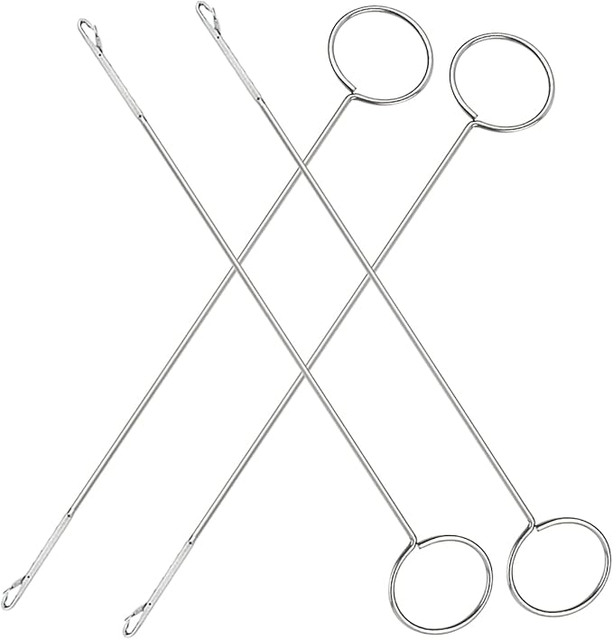 4 Pcs Sewing Loop Turner Hook, Needle Hook with Latch, Tongue Crochet Tool for Fabric Belts Strips Tube Straps DIY Accessories