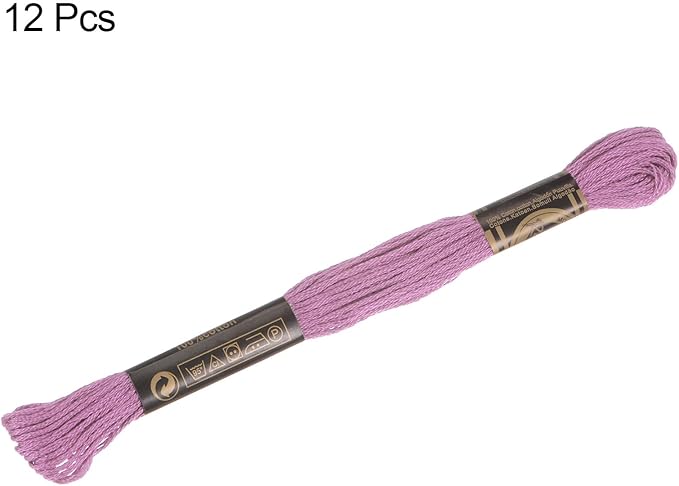 HARFINGTON 12 Skeins Embroidery Floss 8m Each Egyptian Long Fiber Cotton Cross Stitch Thread 26S/2x6 for Embroidery Projects Bracelet, Light Purple