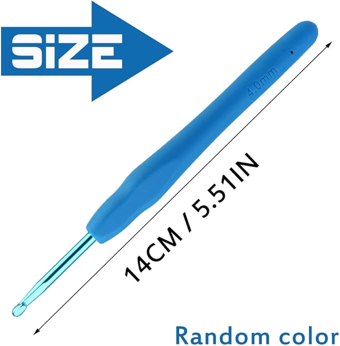 4mm Beginners Crochet Hook, Ergonomic Handle Crochet Hooks for Arthritic Hands, Comfortable Smooth Knitting Needles for Handmade DIY, Random Color