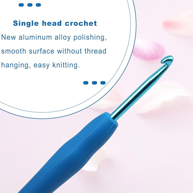 kgxulr 4 mm Crochet Hook, Aluminum Soft Grip Rubber Handle Needles Ergonomic Knitting Needles for Beginners and Handmade DIY