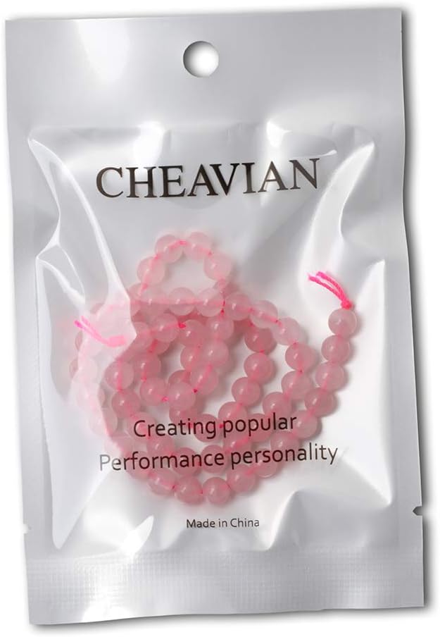 cheavian 60pcs 6mm natural rose quartz gemstone round loose bead pink crystal for jewelry making 1 strand 15"