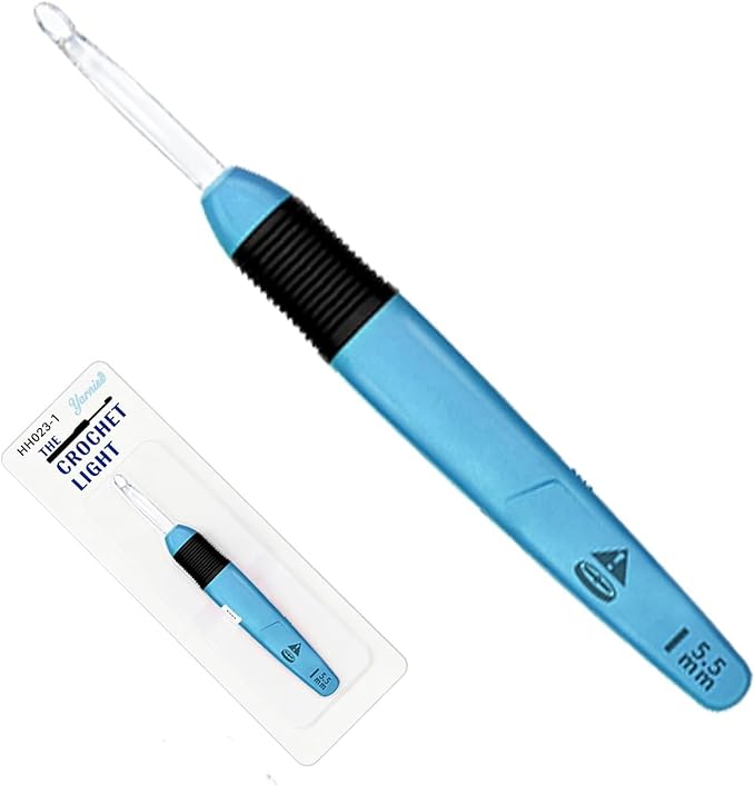 Yarniss Lighted Crochet Hook,5.5mm Crochet Hook Glow in Dark with Battery,Dark Blue