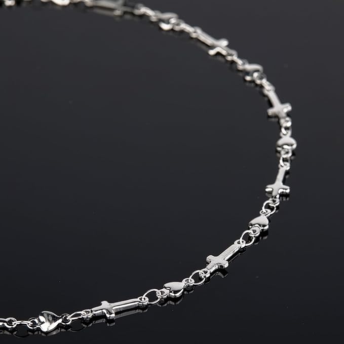YOUBEIYEE 13 Feet Stainless Steel Jewelry Making Chains Cross Heart Link Chains Bulk for Women Necklace DIY with Jewelry Accessories