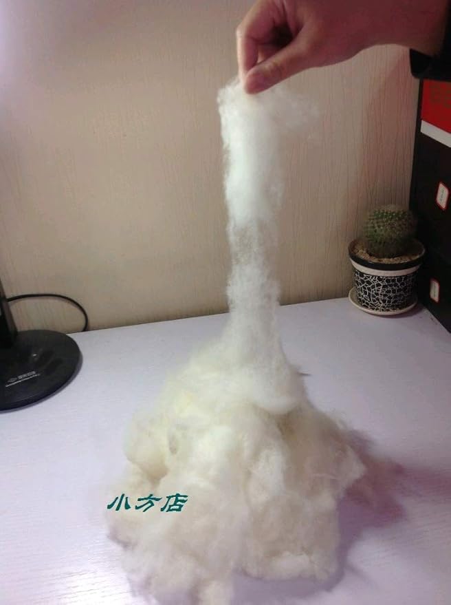 iMongol Carded Lambs Wool Stuffing Batting for Needle Felting, Knitted Crafts, Bright Creations, Pillow Filler, Stuffed Animals, Cushions,Super Clean Fine, Natural White(1oz, Combed Wool)