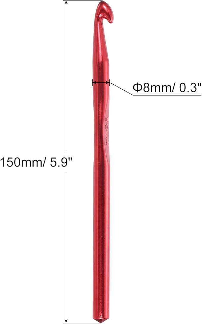 uxcell 20Pcs Aluminum Crochet Hook 8.0mm US Size L (Size 11) Knitting Needles for DIY Craft Yarn Red