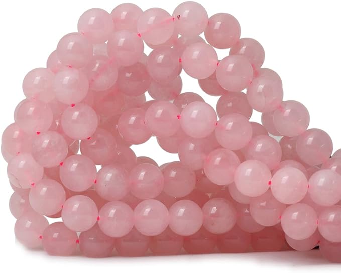 cheavian 35pcs 10mm natural rose quartz gemstone round loose bead pink crystal for jewelry making 1 strand 15"
