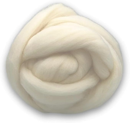 Revolution Fibers Corriedale Wool Roving 1 lb (16 Ounces) for Spinning | Soft Chunky Jumbo Yarn for Arm Knitting Blanket |100% Natural Undyed (Off-White) Wool Yarn Bulk, Felting Core, Carded Stuffing