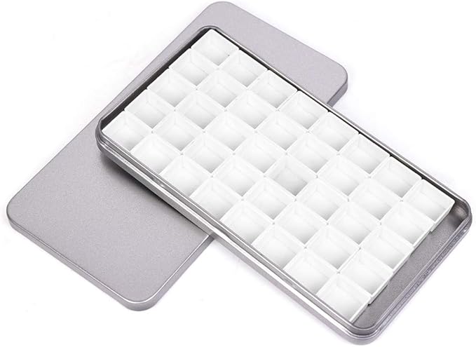 40Pcs Empty Half Pans with Magnetic Stripe Watercolor Paint Travel Tin Palette Case, Artist Paints Kits for DIY Watercolor Oils or Acrylics Painting Art Drawing