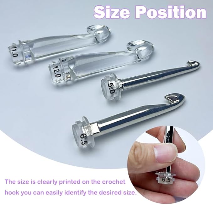 lewhoo 17 sizes lighted crochet hooks set 2.5mm~14.0mm, metal crochet hook with interchangeable crochet head