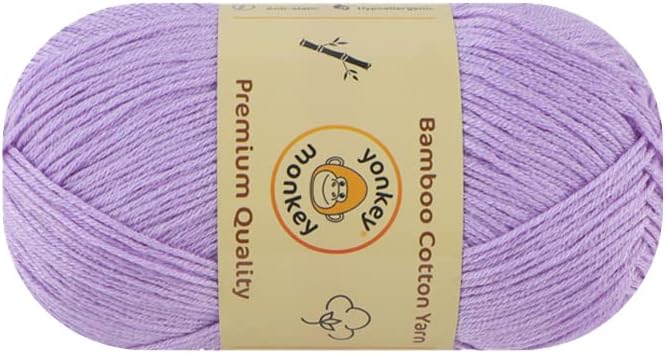 10-Pack of Yonkey Monkey 500 Grams Yarn - 70% Rayon derived from Bamboo, 30% Cotton - Imported - Light Purple 9054