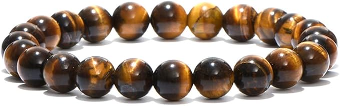 Natural Stone Beads 100pcs 8mm Tiger Eye Round Genuine Real Stone Beading Loose Gemstone Hole Size 1mm DIY Smooth Beads for Bracelet Necklace Earrings Jewelry Making (Tiger Eye, 8mm)