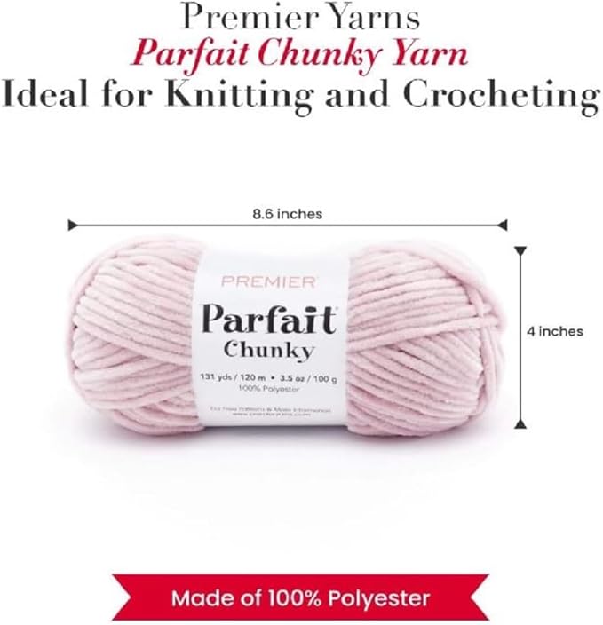 Premier Yarns Parfait Chunky Chenille Yarn 3.5 Oz 6 Super Bulky Weight 3 Pack Bundle with Bella's Stitch Place Holders (Rose)