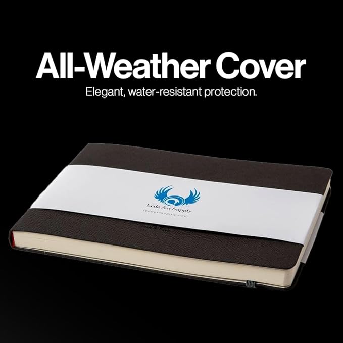 landscape-shaped sketchbook, 8.25 x 11.25 inches, lays flat flexible sketch book for artists, ideal for ink, water color, pen, pencils, 160 tear resistant pages, size: landscape large, leda art supply