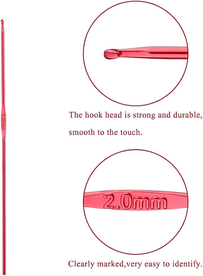 2mm Aluminum Crochet Hook, Smooth Crochet Needles, Knitting Needles for Yarn Craft, Great Handmade DIY Present for Friends, Random Color