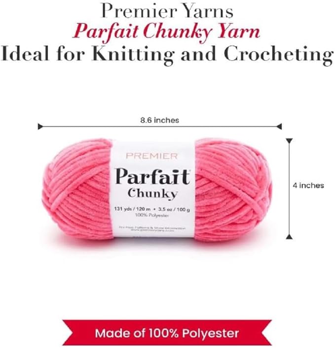 Premier Yarns Parfait Chunky Chenille Yarn 3.5 Oz 6 Super Bulky Weight 3 Pack Bundle with Bella's Stitch Place Holders (Hibiscus)