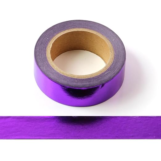 Purple Foil Washi Tape for Wall Decor - Metallic, Mirror, Duct Tape (0.59in x 33FT, 2 Rolls)