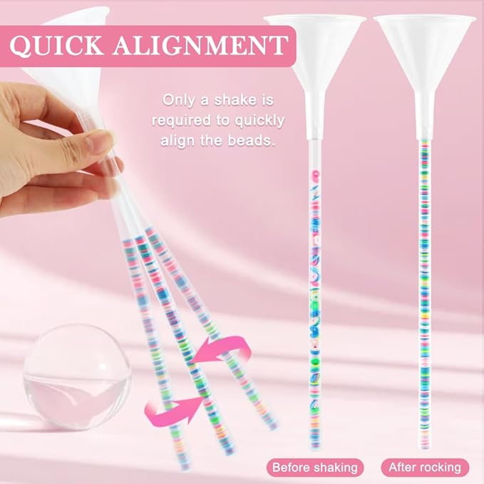homfanseec Beading Funnel Bracelet Making Kit with Beading Funnels, Beading Needles, Clips, Caps, Tubes, 4pcs Beading Needles Bracelet Making Kit for Jewelry Making, Necklace Making(Clear)