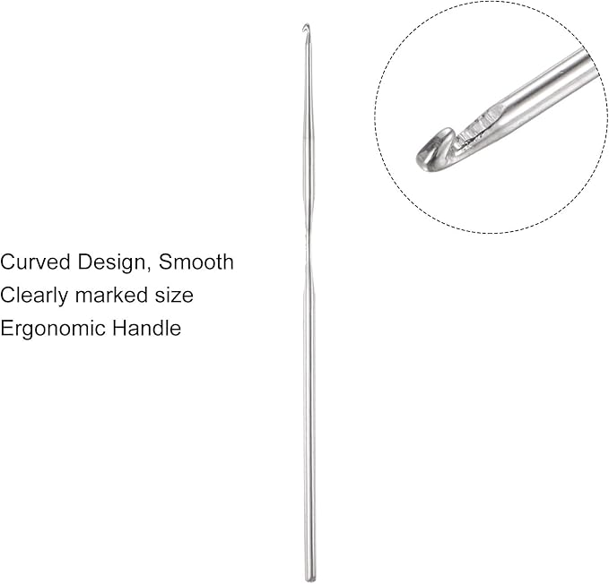 uxcell 20Pcs Crochet Hook Stainless Steel 0.9mm Metal Knitting Needles for DIY Craft Lace Yarn
